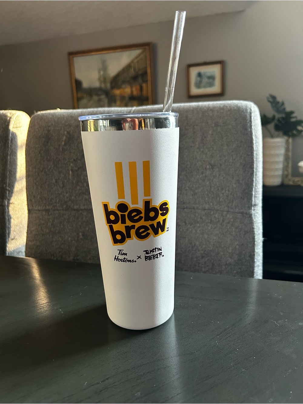 Never used Biebs Brew White Insulated Tumbler with Straw